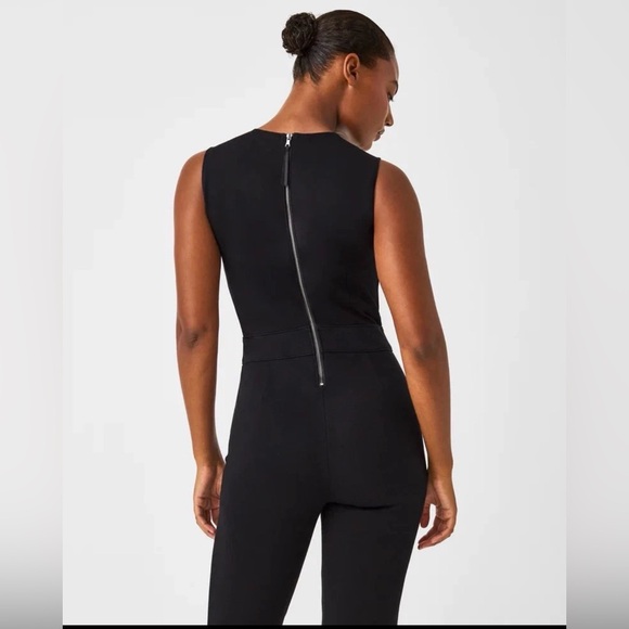 SPANX The Perfect Jumpsuit Sleeveless Back Zip Black Medium NWT Pantsuit Ponte - Picture 4 of 7